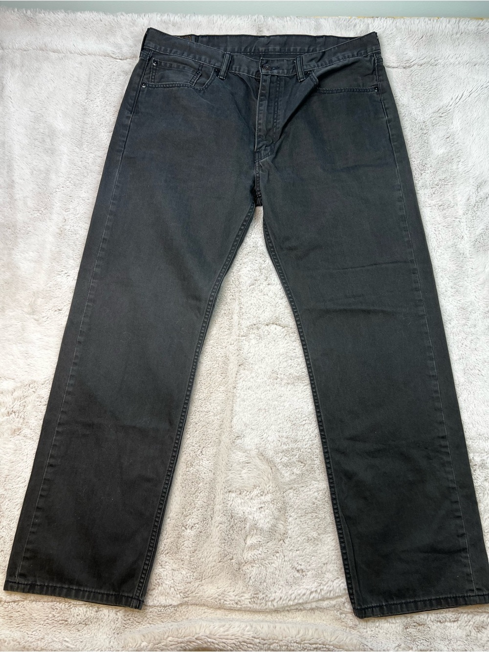 Levis 505 Jeans Mens 38x32 Dark Gray Denim Regular Fit Straight Leg 100% Cotton